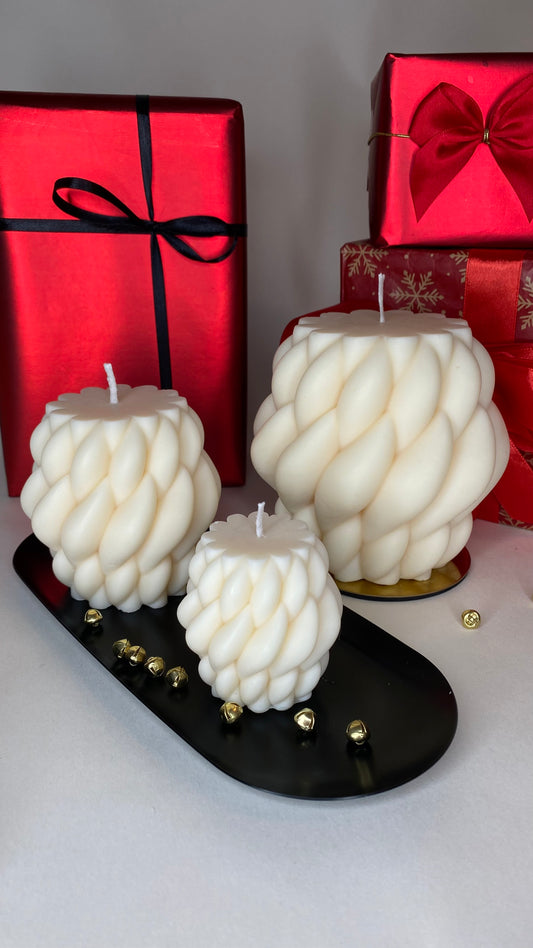 Pillar soy candle - Knitted Chunky