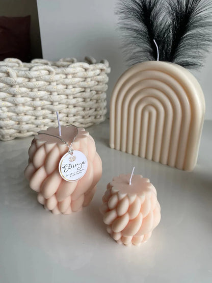 Pillar soy candle set- Knitted Chunky