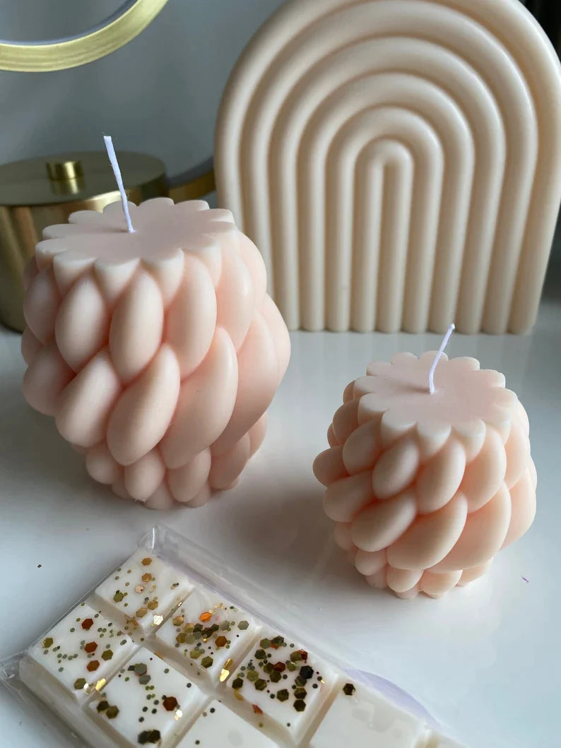 Pillar soy candle set- Knitted Chunky